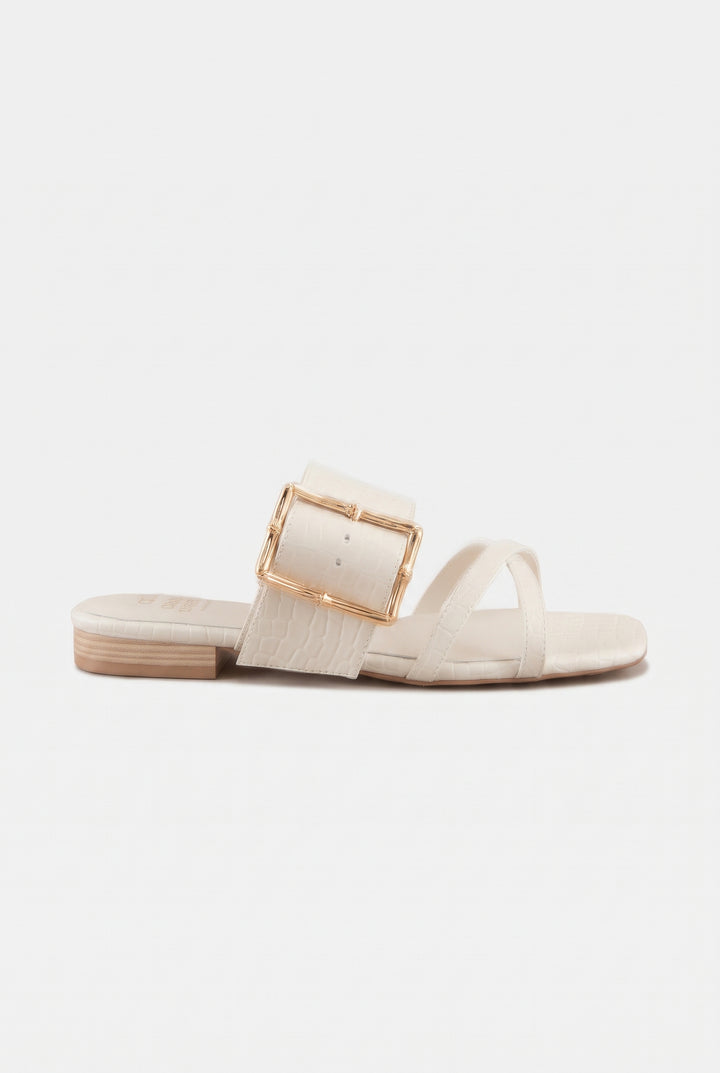 Vacation Buckle Slide Flat Sandal