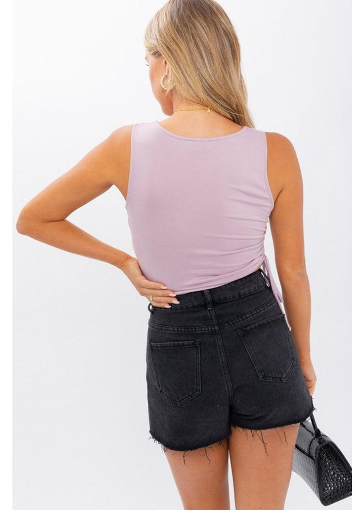 Lilac Ruched Crop Tank - Final Sale