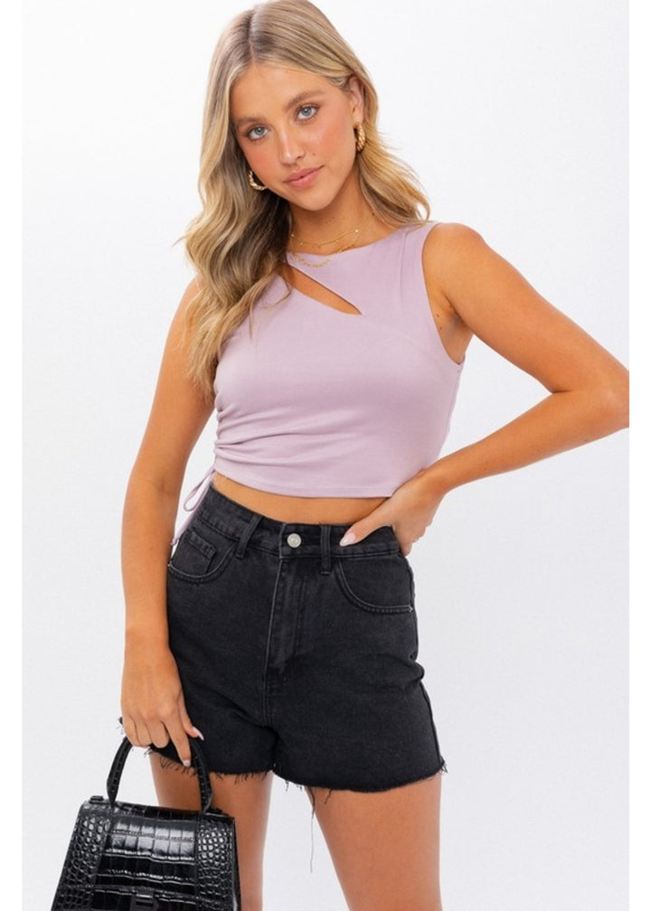 Lilac Ruched Crop Tank - Final Sale