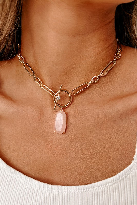 Pink Stone Toggle Necklace