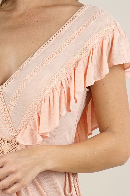 Peach Bellini Ruffled Maxi Dress