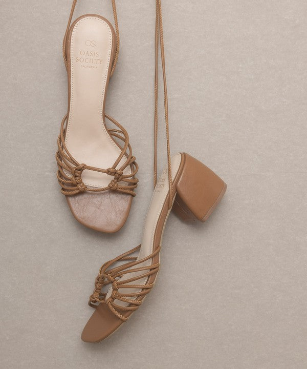 Celia Strappy Lace Up Heels - Tan - LAST CHANCE