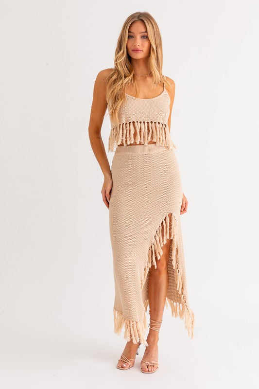 Catalina Island Tassel Midi Skirt