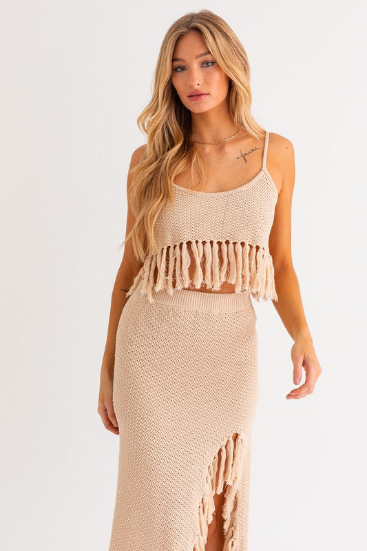 Catalina Island Tassel Midi Skirt