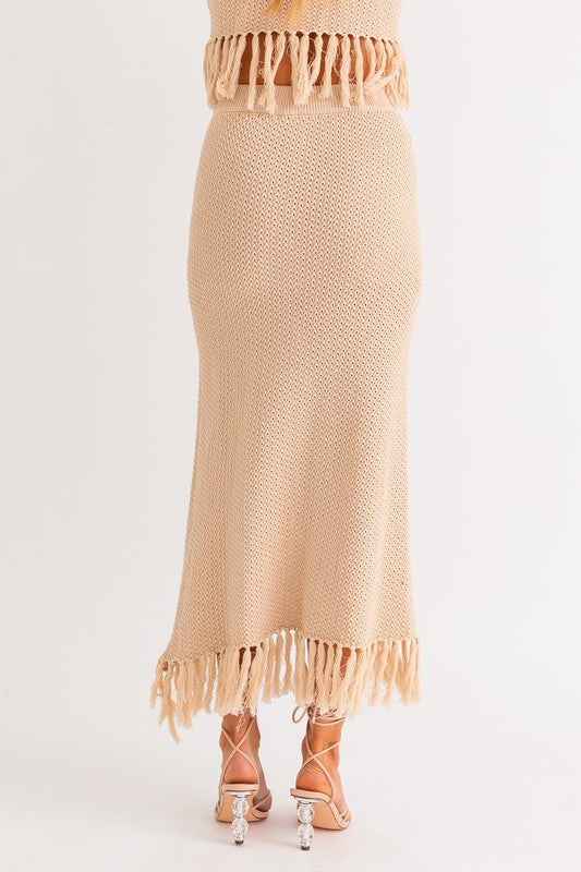 Catalina Island Tassel Midi Skirt