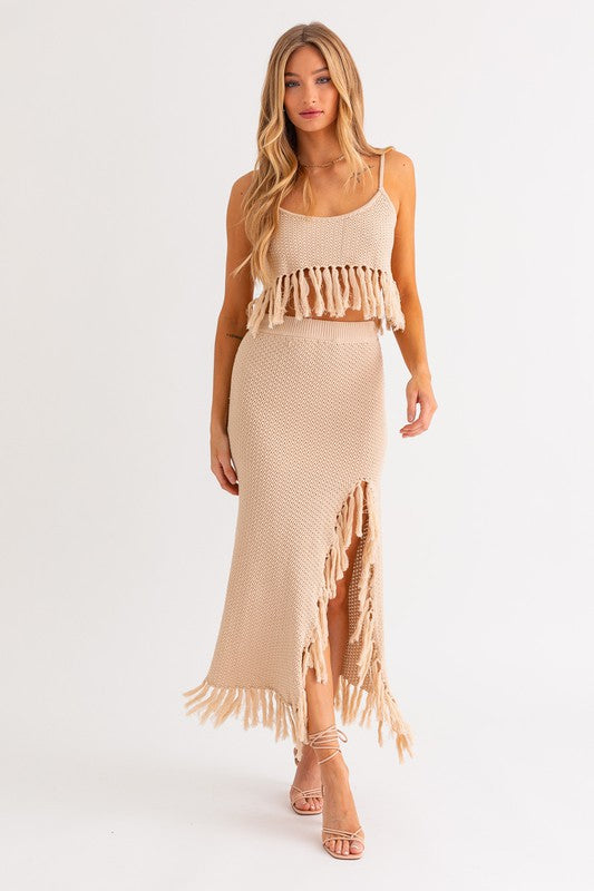 Catalina Island Tassel Midi Skirt