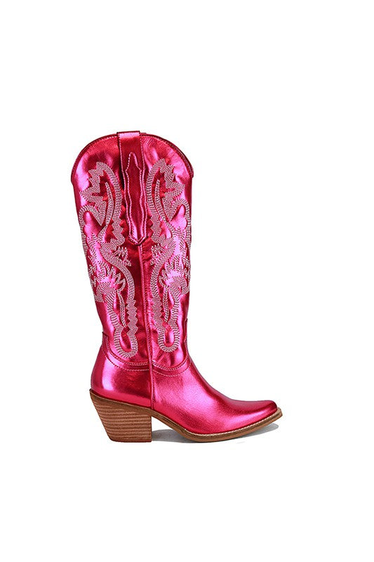 Hot Pink Metallic Western Cowboy Boots