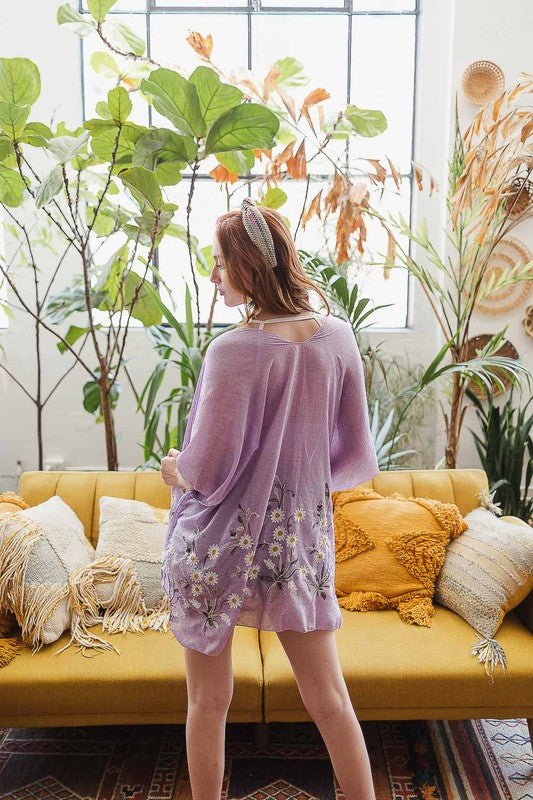 Spring Daisy Flower Woven Kimono