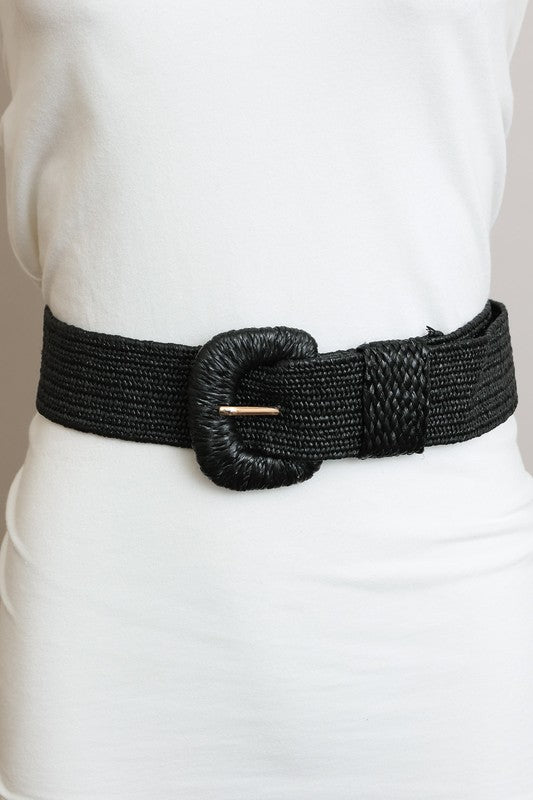 Raffia-Wrapped Stretch Belt