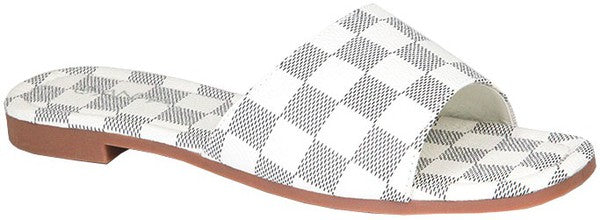 Vegan Checkered Flat Sandals - FINAL SALE