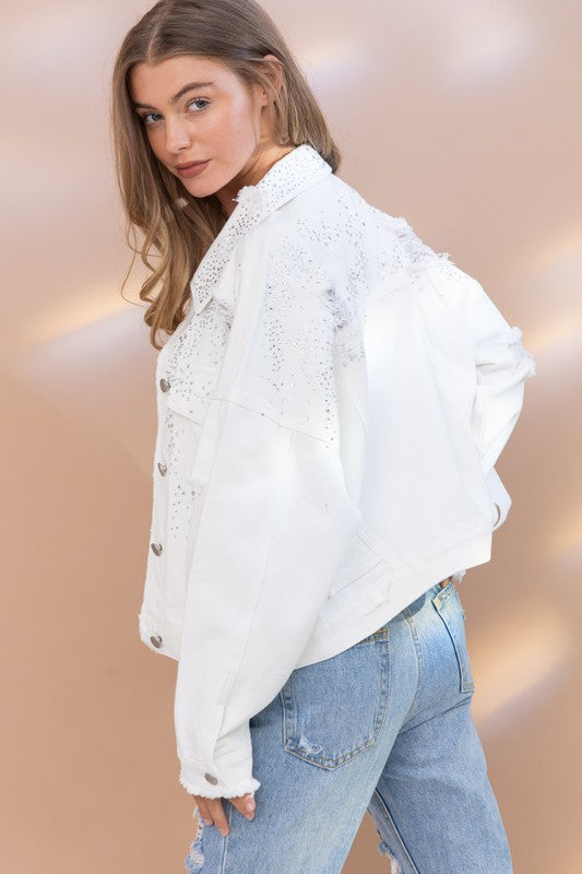 White denim hotsell jacket sale