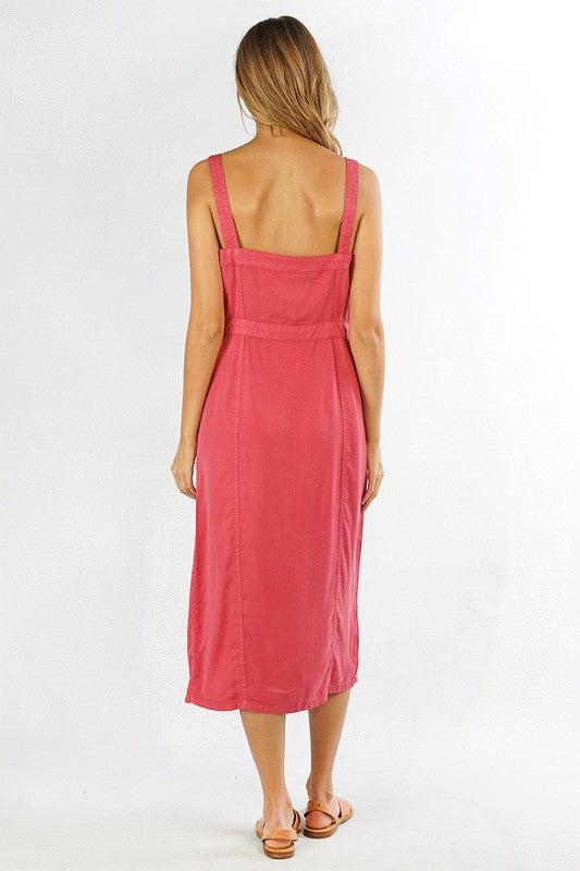 Lovely in Pink Linen Midi Dress - Final Sale