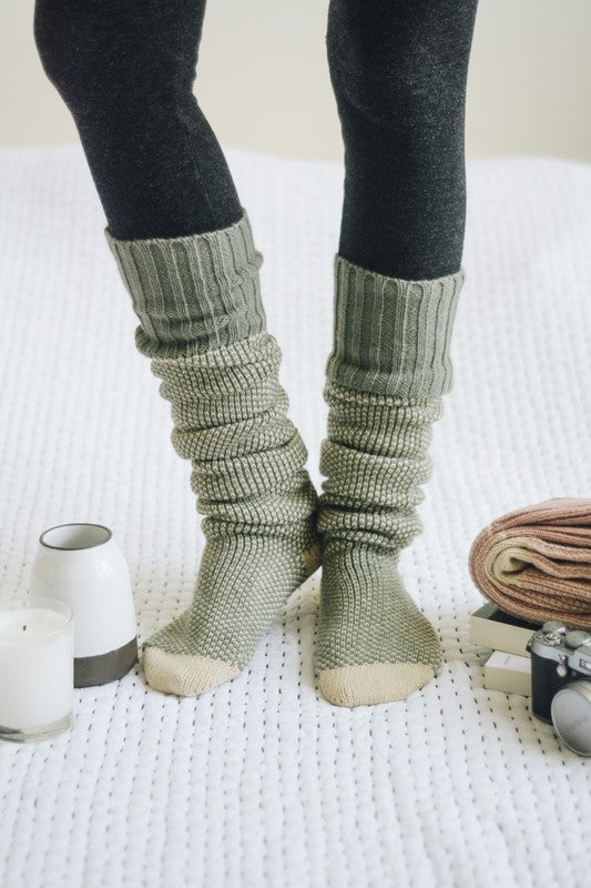 Open Work Ribbed Knit Lounge Socks