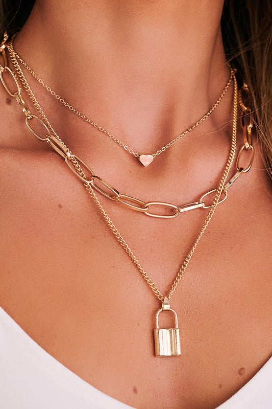 Key To My Heart Layered Necklace - Gold