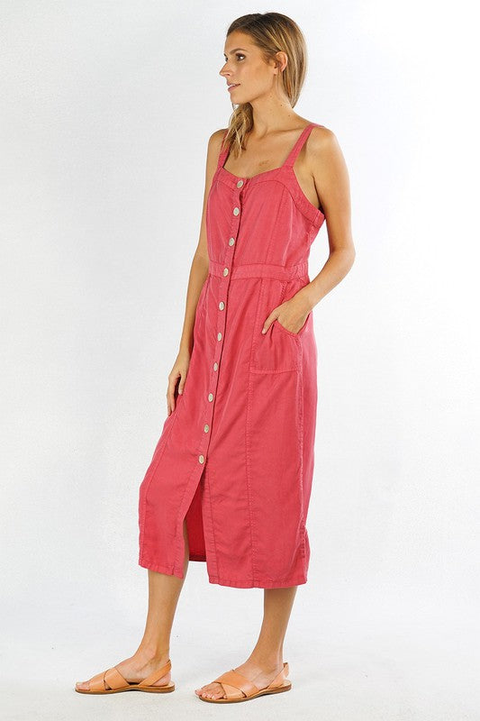 Lovely in Pink Linen Midi Dress - Small - Final Sale