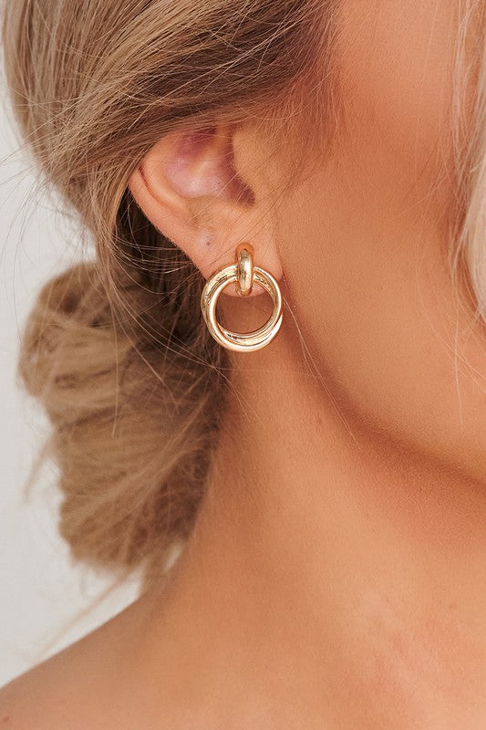 Small Woven Hoop Earrings - Gold