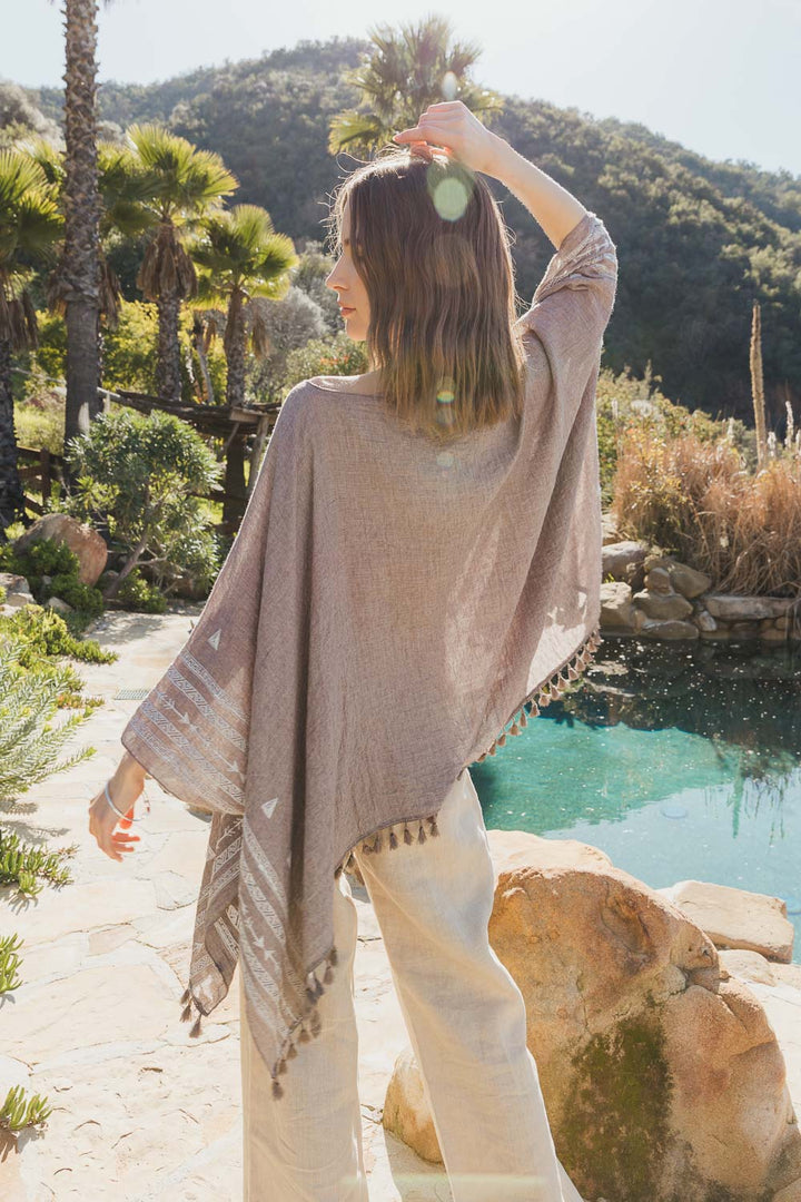 Aztec Embroidered Lightweight Poncho